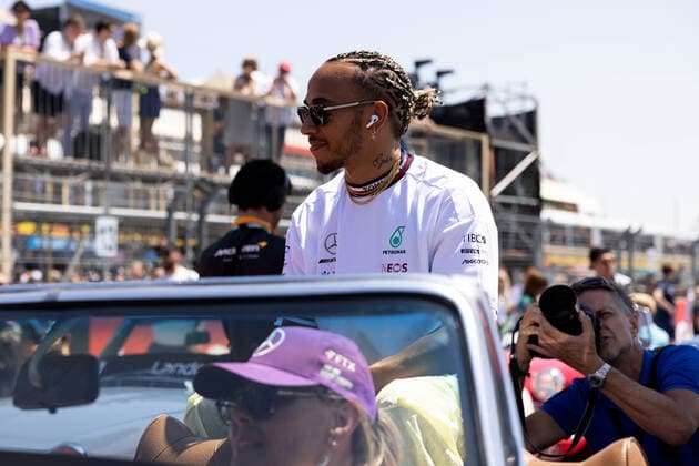 24th July 2022; Circuit Paul Ricard, Le Castellet, Provence Alpes Cote d Azur, France: F1 Grand Prix of France, race day: drivers parade, Lewis Hamilton of United Kingdom (44) Mercedes Petronas Team  ActionPlus12410789 PabloxGuillen
