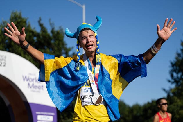 Sport Themen der Woche KW29 220724 Perseus Karlström of Sweden celebrates after competing in men s 35 km race walk during day 10 of the 2022 World Athletics Championships on July 24, 2022 in Eugene. Photo: Joel Marklund BILDBYRAN kod JM JM0338 bbeng friidrott athletics friidrett 2022 world athletics championships world athletics championships oregon22 friidrotts-vm friidretts-vm vm jubel *** 220724 Perseus Karlström of Sweden celebrates after competing in men s 35 km race walk during day 10 of the 2022 World Athletics Championships on July 24, 2022 in Eugene Photo Joel Marklund BILDBYRAN kod JM JM0338 bbeng friidrott athletics friidrett 2022 world athletics championships world athletics championships oregon22 friidrotts vm friidretts vm vm jubel,  Copyright: JOELxMARKLUND BB220724JM020