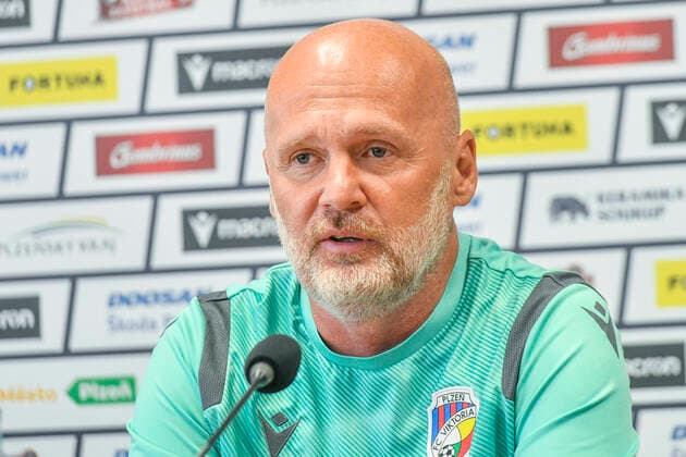 Head coach of Viktoria Plzen Michal Bilek speaks during the press conference, PK, Pressekonferenz prior to Football Champions League 2nd qualifying round return match: Viktoria Plzen vs HJK Helsinky in Plzen, July 25, 2022. (CTKxPhoto MiroslavxChaloupka) CTKPhotoP2022072505447  cha02