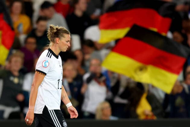 27th July 2022; Stadium MK, Milton Keynes, Bucks, England: Womens European International football tournament, semi-final; France versus Germany: Alexandra Popp of Germany  ActionPlus12411208 ShaunxBrooks