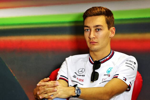RUSSELL George (gbr), Mercedes AMG F1 Team W13, portrait press conference, PK, Pressekonferenz during the Formula 1 Aramco Magyar Nagydij 2022, Hungarian Grand Prix 2022, 12th round of the 2022 FIA Formula One World Championship, WM, Weltmeisterschaft from July 28 to 31, 2022 on the Hungaroring, in Mogyorod, Hungary - F1 - HUNGARIAN GRAND PRIX 2022 DPPI Panoramic LC1_1579