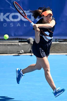 Nao Hibino of Japan plays against Czech Barbora Krejcikova during the Livesport Prague Open WTA, Tennis Damen women’s tennis tournament, round of 16 match in Prague, Czech Republic, July 28, 2022. (CTKxPhoto MichalxKamaryt) CTKPhotoP2022072805811  kmt