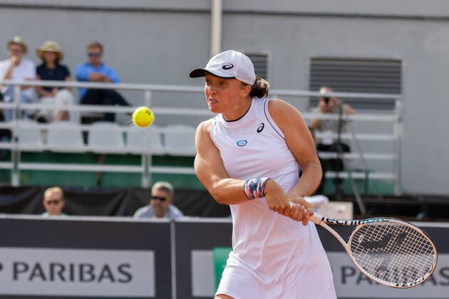 July 28, 2022, Warsaw, Poland: Iga Swiatek seen in action during the second round match BNP Paribas Poland Open - WTA, Tennis Damen 250 between Iga Swiata (Poland) and Gabriela Lee (Romania) in Warsaw..(Final score; Iga Swiatek 2:0 (6:3, 6:2) Gabriela Lee) Warsaw Poland - ZUMAs197 20220728_zaa_s197_220 Copyright: xMikolajxBarbanellx