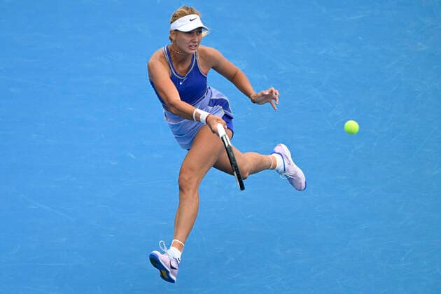 Anastasia Potapova (Russia) in action during the Livesport Prague Open WTA, Tennis Damen women’s tennis tournament, singles, quarterfinal against Anett Kontaveit (Estonia), on July 29, 2022, in Prague, Czech Republic. (CTKxPhoto MichalxKamaryt) CTKPhotoP2022072903233  kmt