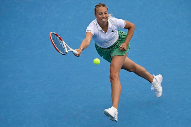 Anett Kontaveit (Estonia) in action during the Livesport Prague Open WTA, Tennis Damen women’s tennis tournament, singles, quarterfinal against Anastasia Potapova (Russia), on July 29, 2022, in Prague, Czech Republic. (CTKxPhoto MichalxKamaryt) CTKPhotoP2022072903243  kmt