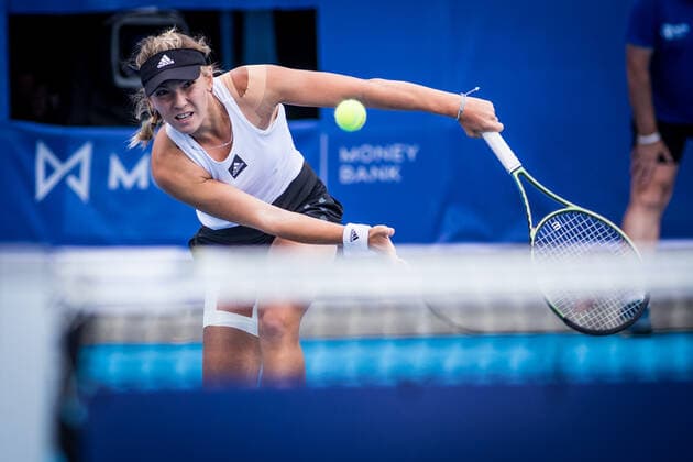 Oksana Selekhmeteva (Russia) in action during the Livesport Prague Open WTA, Tennis Damen women’s tennis tournament, singles, quarterfinal against Marie Bouzkova (Czech), on July 29, 2022, in Prague, Czech Republic. (CTKxPhoto JaroslavxSvoboda) CTKPhotoP2022072904804  SVO 1