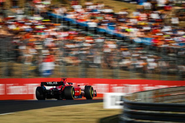 16 LECLERC Charles (mco), Scuderia Ferrari F1-75, action during the Formula 1 Aramco Magyar Nagydij 2022, Hungarian Grand Prix 2022, 12th round of the 2022 FIA Formula One World Championship, WM, Weltmeisterschaft from July 28 to 31, 2022 on the Hungaroring, in Mogyorod, Hungary - F1 - HUNGARIAN GRAND PRIX 2022 DPPI Panoramic  00122030__V2_4340