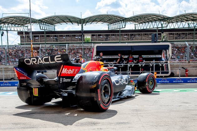 MOGYORoD, HUNGARY: Max Verstappen, racing for the Red Bull Racing team during the 2022 Formula 1 Hungarian Grand Prix at the Hungaroring in Mogyorod, Hungary.