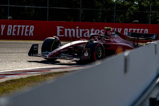 MOGYORoD, HUNGARY: Carlos Sainz Jr, racing for the Scuderia Ferrari team during the 2022 Formula 1 Hungarian Grand Prix at the Hungaroring in Mogyorod, Hungary.