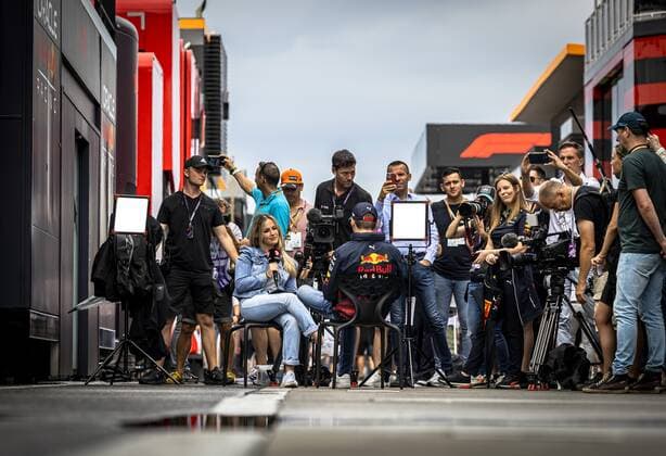BUDAPEST Max Verstappen Oracle Red Bull Racing gives an interview to Viaplay ahead of the 3rd practice session leading up to the F1 Hungarian Grand Prix at the Hungaroring Circuit on July 30, 2022 in Budapest, Hungary REMKO DE WAAL Second practice 2022 xVIxANPxSportx xxANPxIVx 452474914 originalFilename: 452474914.jpg