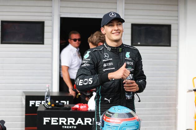 RUSSELL George (gbr), Mercedes AMG F1 Team W13, portrait during the Formula 1 Aramco Magyar Nagydij 2022, Hungarian Grand Prix 2022, 12th round of the 2022 FIA Formula One World Championship, WM, Weltmeisterschaft from July 28 to 31, 2022 on the Hungaroring, in Mogyorod, Hungary - F1 - HUNGARIAN GRAND PRIX 2022 DPPI Panoramic  00122030_AV6_7460