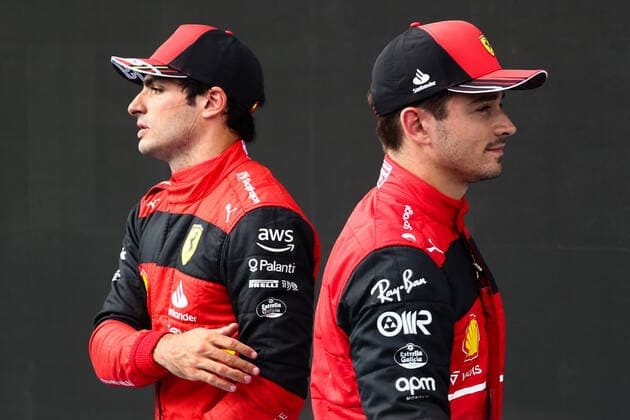 F1 Hungarian Grand Prix Qualifying Carlos Sainz and Charles Leclerc of Ferrari after the qualifying for the Formula 1 Hungarian Grand Prix at Hungaroring in Budapest, Hungary on July 30, 2022. Budapest Hungary  Copyright: xJakubxPorzyckix originalFilename:porzycki-f1hungar220730_npvpJ.jpg