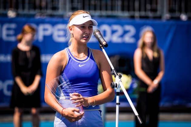 Anastasia Potapova (Russia) placed the second in the Livesport Prague Open WTA, Tennis Damen women’s tennis tournament, singles, as she lost the final match against Marie Bouzkova (Czech), on July 31, 2022, in Prague, Czech Republic. (CTKxPhoto JaroslavxSvoboda) CTKPhotoP2022073103568  SVO 8