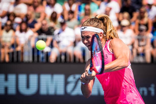 Marie Bouzkova (Czech) in action during the Livesport Prague Open WTA, Tennis Damen women’s tennis tournament, singles, final match against Anastasia Potapova (Russia), on July 31, 2022, in Prague, Czech Republic. (CTKxPhoto JaroslavxSvoboda) CTKPhotoP2022073103641  SVO 14