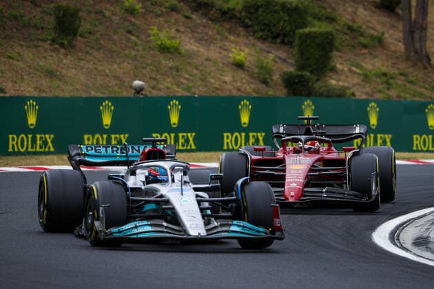 16 LECLERC Charles (mco), Scuderia Ferrari F1-75, action during the Formula 1 Aramco Magyar Nagydij 2022, Hungarian Grand Prix 2022, 12th round of the 2022 FIA Formula One World Championship, WM, Weltmeisterschaft from July 28 to 31, 2022 on the Hungaroring, in Mogyorod, Hungary - F1 - HUNGARIAN GRAND PRIX 2022 - RACE DPPI Panoramic  00122031__V2_7650.JPG_