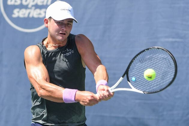 August 1, 2022, Washington, District of Columbia, USA: JJ WOLF hits a backhand during his match against Taro Daniel at the Rock Creek Tennis Center. Tennis 2022: Citi Open  - ZUMA 20220801_mda_g196_186 Copyright: xKylexGustafsonx
