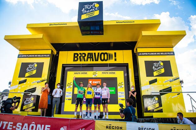 VOS Marianne, VAN VLEUTEN Annemiek, VAN ANROOIJ Shirin, VOLLERING Demi Tour de France Femmes 2022 8 Stage VOS Marianne NED TEAM JUMBO VISMA JVW NED Points Classement Best Sprinter VAN VLEUTEN Annemiek NED MOVISTAR TEAM WOMEN MOV ESP Leader Jersey Award VAN ANROOIJ Shirin NED TREK SEGAFREDO TFS USA Best Youngest Rider VOLLERING Demi NED TEAM SD WORX SDW NED Mountain Jersey Best Climber All Leader Jersseys Award Ceremony Medal Ceremony Podium Landscape Horizontal Landscape Event Event Tour de France Femmes avec Zwift 8 Stage Category Category Cycling Road Cycling Cycling Tour Elite Women 2 WWT Location Place Europe France Start Lure Finish La Super Plance Des Belles Filles Discipline Road Race RR Cycling Tour Distance 123,3 km Date Date 31 07 2022 Sunday