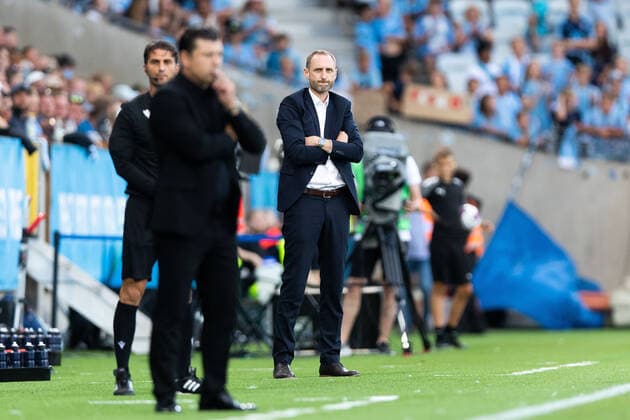 220804 Andreas Georgson, head coach and sport director of Malmö FF during the UEFA Europa League qualification match between Malmö FF and Diddeleng on August 4, 2022 in Malmö Photo Mathilda Ahlberg BILDBYRAN COP 240 MA0288 football football soccer fotball uefa europa league kval qualifying round qualification malmö ff diddeleng bbeng dudelange,  Copyright: MATHILDAxAHLBERG BB220804BB200