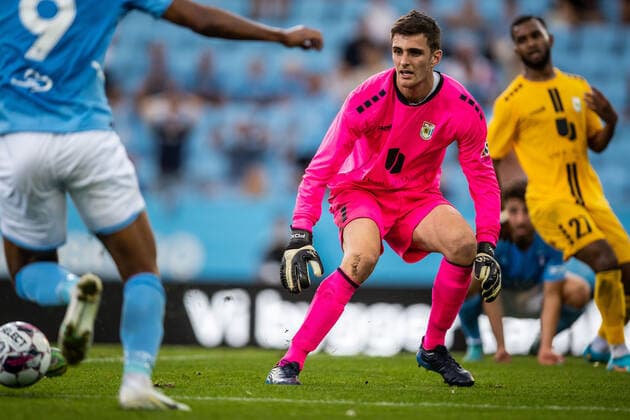 220804 Goalkeeper Lucas Fox of Diddeleng during the UEFA Europa League qualification match between Malmö FF and Diddeleng on August 4, 2022 in Malmö Photo Mathilda Ahlberg BILDBYRAN COP 240 MA0288 fotbol football soccer fotball uefa europa league kval qualifying round qualification malmö ff diddeleng bbeng dudelange,  Copyright: MATHILDAxAHLBERG BB220804BB214