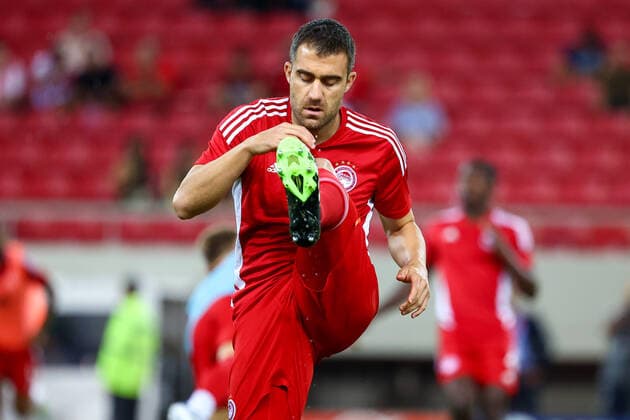 Olympiacos F.C. v Slovan Bratislava UEFA Europa League Sokratis Papastathopoulos of Olympiacos F.C. warms up during the UEFA Europa League Third Qualifying Round First Leg match at Karaiskakis Stadium, Piraeus Content Not Available For UK Newspapers Copyright: xYannisxHalasx FIL-17174-0007 UK Newspapers OUT