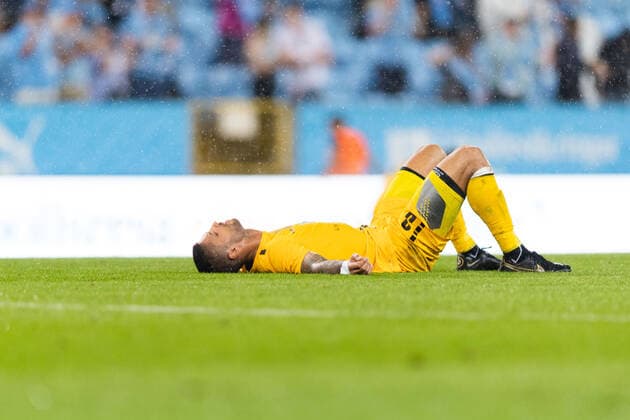 220804 Manuel da Costa of Djurgarden looks dejected after the UEFA Europa League qualification match between Malmö FF and Diddeleng on August 4, 2022 in Malmö Photo Mathilda Ahlberg BILDBYRAN COP 240 MA0288 fotbol football soccer fotball uefa europa league kval qualifying round qualification malmö ff diddeleng bbeng dudelange depp,  Copyright: MATHILDAxAHLBERG BB220804BB269