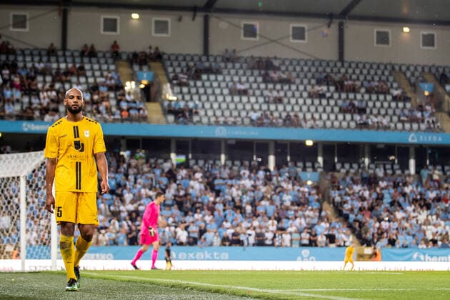 220804 Jules Diouf of Diddeleng during the UEFA Europa League qualification match between Malmö FF and Diddeleng on August 4, 2022 in Malmö Photo Mathilda Ahlberg BILDBYRAN COP 240 MA0288 fotbol football soccer fotball uefa europa league kval qualifying round qualification malmö ff diddeleng bbeng dudelange,  Copyright: MATHILDAxAHLBERG BB220804BB347