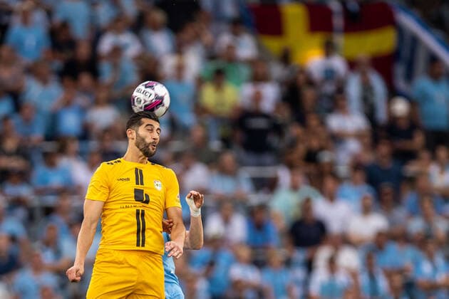 220804 Samir Hadji of Diddeleng during the UEFA Europa League qualification match between Malmö FF and Diddeleng on August 4, 2022 in Malmö Photo Mathilda Ahlberg BILDBYRAN COP 240 MA0288 fotboll football soccer fotball uefa europa league kval qualifying round qualification malmö ff diddeleng bbeng dudelange,  Copyright: MATHILDAxAHLBERG BB220804BB689
