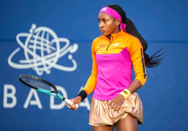 August 04, 2022 San Jose, CA USA Coco Gauff prepares and warn-up before the Mubadala Silicon Valley Classic Second Round Evening Session between Naomi Osaka (JPN) vs Coco Gauff (USA) at San Jose State University San Jose Calif. CSM San Jose USA - ZUMAc04_ 20220805_zaf_c04_012 Copyright: xThurmanxJamesx