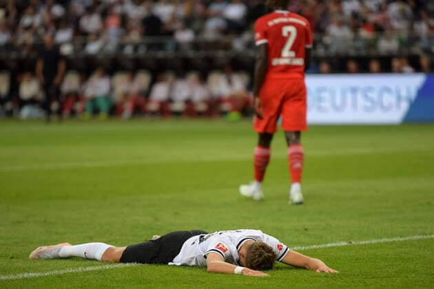 Soccer, 1 Bundesliga, 20220805, SG Eintracht Frankfurt FC Bayern Munich In picture Jesper LINDSTRÖM Lindstroem Lindstrom, SG Eintracht Frankfurt, 29 missed goal chance Frankfurt Deutsche Bank Park Hesse Germany Copyright: Passion2Press MarkusxFischerx