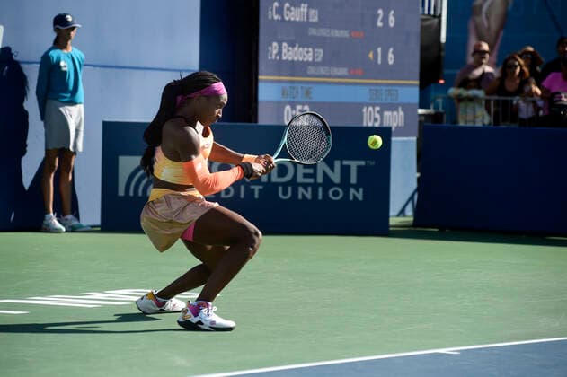 August 5, 2022, San Jose, California, USA: San Jose, California, U.S. - Coco Gauff lost her quarter final match to Paula Badosa Friday at the Mubadala Silicon Valley Classic in San Jose. Gauff lost 6:7, 2:6. San Jose USA - ZUMAw332 20220805_zap_w332_046 Copyright: xNealxWatersx