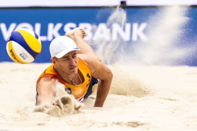 Beach volleyball, Beachvolleyball - CEV Nations Cup 2022 VIENNA,AUSTRIA,06.AUG.22 - BEACH VOLLEYBALL - CEV BeachVolley Nations Cup 2022. Image shows Steven Van De Velde (NED).  GEPAxpictures xMichaelxMeindl