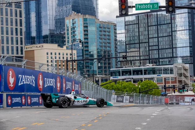 August 6, 2022, Nashville, TN, United States of America: DALTON KELLETT (4) of Stouffville, Canada travels through the turns during a practice for the Big Machine Music City Grand Prix on the Streets Of Nashville in Nashville TN. IndyCar, Indy Car, IRL, USA SERIES 2022: Big Machine Music City Grand Prix Dalton Kellett  - ZUMAa161 20220806_zaa_a161_036 Copyright: xWalterxG.xArcexSr.x