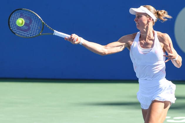 August 6, 2022, Washington, D.C, U.S: LIUDMILA SAMSONOVA hits a forehand during her semifinal match against Xiyu Wang at the Rock Creek Tennis Center. Washington U.S. - ZUMAg196 20220806_zap_g196_008 Copyright: xKylexGustafsonx