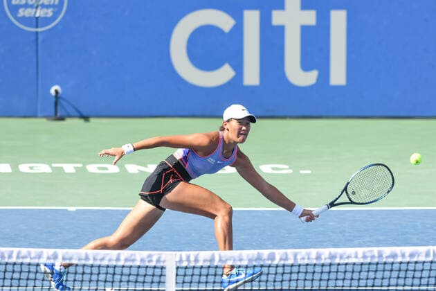 August 6, 2022, Washington, D.C, U.S: XIYU WANG hits a volley during her semifinal match against Liudmila Samsonova at the Rock Creek Tennis Center. Washington U.S. - ZUMAg196 20220806_zap_g196_024 Copyright: xKylexGustafsonx