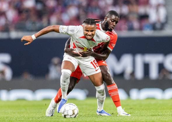 Leipzigs Christopher Nkunku vs Munichs Dayot Upamecano Football DFL Supercup 2022 RB Leipzig FC Bayern Muenchen 3 5 30 July 2022 Leipzig, Red Bull Arena RB Leipzig FC Bayern Muenchen 3 5