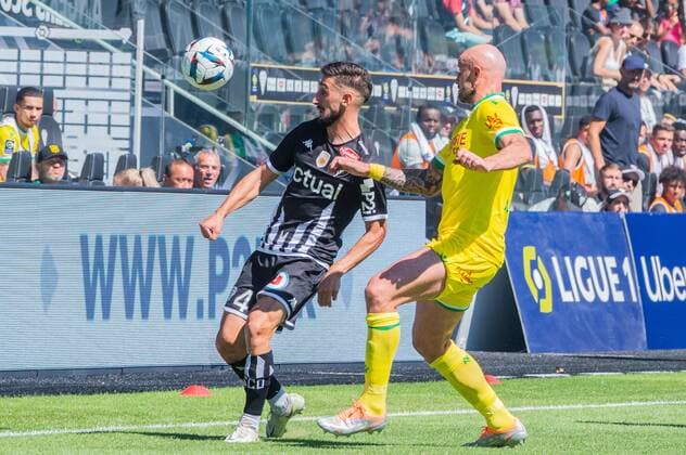 Marin Jakolis (ANGERS SCO) Nicolas Pallois (FC NANTES) FOOTBALL : Angers SCO vs FC Nantes - Ligue 1 - JournÃ e 1- 07 08 2022 BaptisteAutissier Panoramic 