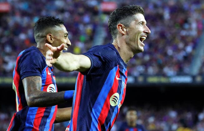 FC Barcelona, Barca v Pumas UNAM - Joan Gamper Trophy Robert Lewandowski goal celebration during the match between FC Barcelona and Pumas UNAM, corresponding to the Joan Gamper tropphy, played at the Spotify Camp Nou, in Barcelona, on 07th August 2022. -- Barcelona Barcelona Spain  Copyright: xUrbanandsportx originalFilename:urbanandsport-fcbarcel220807_npsoU.jpg