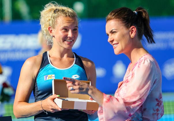 Polish Open Katerina Siniakova (CZE),Agnieszka Radwanska during the ITF Women s World Tennis Tour in Kozerki, Poland, on August 7, 2022. Kozerki Poland  Copyright: xFotoxOlimpikx originalFilename:jastrzebowski-polishop220807_npUvk.jpg