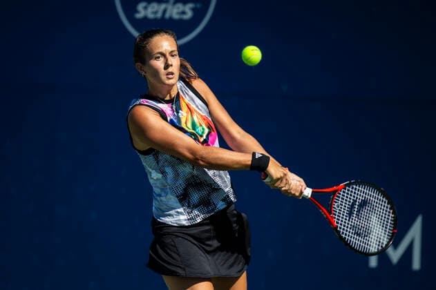 August 07, 2022 San Jose, CA USA Daria Kasotkina returns the ball during the Mubadala Silicon Valley Classic Finals between Daria Kasotkina (RUS) vs Shelby Rogers (USA). Daria won the finals at San Jose State University San Jose Calif. CSM San Jose USA - ZUMAc04_ 20220808_zaf_c04_006 Copyright: xThurmanxJamesx