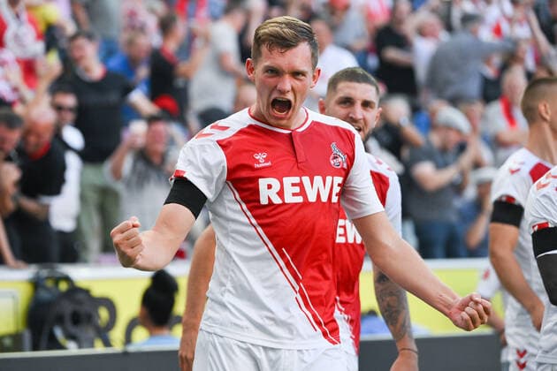 Cheer Luca Kilian 1 FC Koeln 07 08 2022, Football GER, Season 2022 2023, 1 Bundesliga, 1 Matchday, 1 FC Köln FC Schalke 04 3 1 Photo Maik Hölter TEAM2sportphoto DFL regulations prohibit any use of photographs as image sequences and or quasi video Koeln RheinEnergieStadion Nordrhein Westfalen Germany Team2