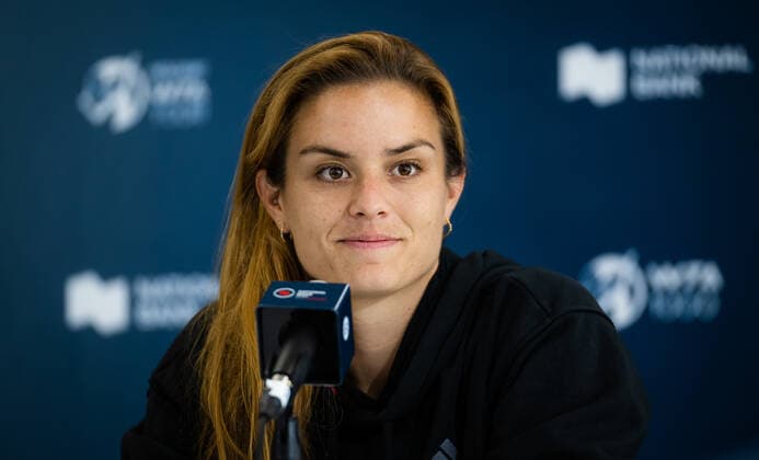 August 7, 2022, TORONTO, CANADA: Maria Sakkari of Greece talks to the media ahead of the 2022 National Bank Open WTA, Tennis Damen 1000 tennis tournament TORONTO CANADA - ZUMAa181 20220807_zaa_a181_098 Copyright: xRobxPrangex