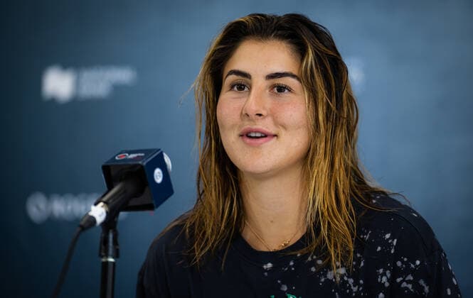 August 7, 2022, TORONTO, CANADA: Bianca Andreescu of Canada talks to the media ahead of the 2022 National Bank Open WTA, Tennis Damen 1000 tennis tournament TORONTO CANADA - ZUMAa181 20220807_zaa_a181_102 Copyright: xRobxPrangex