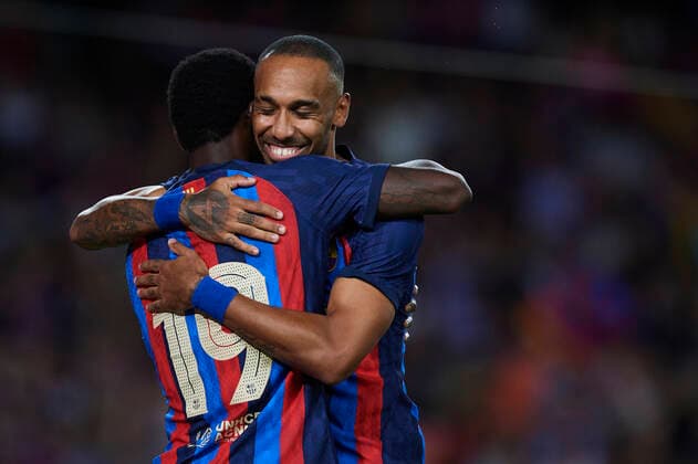 FC Barcelona, Barca v Pumas UNAM - Joan Gamper Trophy Pierre-Emerick Aubameyang of Barcelona celebrates after scoring his sides first goal during the Joan Gamper Trophy, friendly presentation match between FC Barcelona and Pumas UNAM at Spotify Camp Nou on August 7, 2022 in Barcelona, Spain. Barcelona Spain  Copyright: xJosexBretonx originalFilename:breton-fcbarcel220807_npzIh.jpg