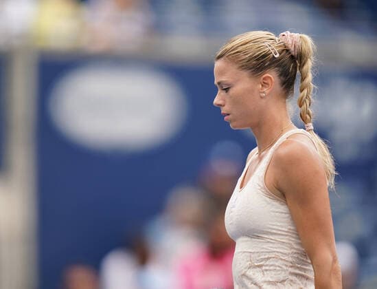 August 9, 2022, Toronto, Ontario, Canada: CAMILA GIORGI during her game against defending US Open champ Emma Raducanu in Toronto Toronto Canada - ZUMAm215 20220809_zip_m215_017 Copyright: xArlynxMcAdoreyx