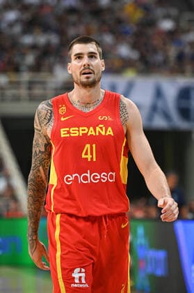 August 9, 2022, Athens, Lombardy, Greece: JUANCHO HERNANGOMEZ 41 of Spain Basketball Team react during the friendly match between the Greek national team, Nationalteam and the Spanish National Team at OAKA Stadium on August 9, 2022 in Athens, Greece. Athens Greece - ZUMAk160 20220809_zip_k160_005 Copyright: xStefanosxKyriazisx