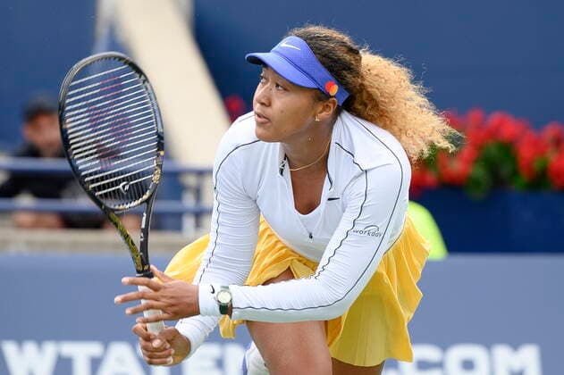 August 9, 2022, Toronto, ON, Canada: Naomi Osaka, of Japan, returns the ball during a match against Kaia Kanepi, of Estonia, during the National Bank Open tennis tournament in Toronto on Tuesday, Aug. 9, 2022. Canada News - August 9, 2022 - ZUMAc35_ 20220809_zaf_c35_124 Copyright: xChristopherxKatsarovx