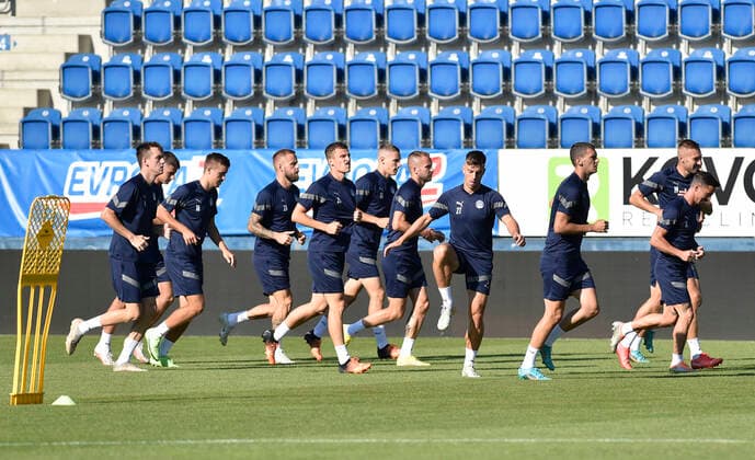 FC Slovacko training prior to European Football League third qualifying round return match FC Slovacko vs Fenerbahce Istanbul in Uherske Hradiste, Czech Republic, August 10, 2022. (CTKxPhoto DaliborxGluck) CTKPhotoP2022081006393  dg018