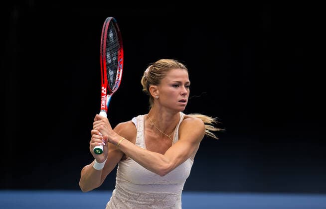 August 9, 2022, TORONTO, CANADA: Camila Giorgi of Italy in action during the first round of the 2022 National Bank Open WTA, Tennis Damen 1000 tennis tournament against Emma Raducanu of Great Britain TORONTO CANADA - ZUMAa181 20220809_zaa_a181_026 Copyright: xRobxPrangex