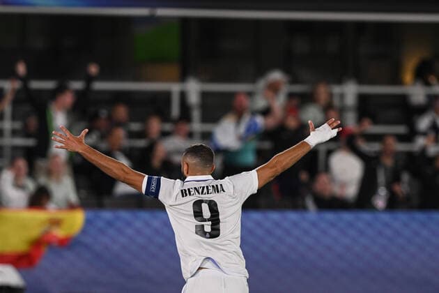 Helsinki (Finlandia) 10 08 2022 - Supercoppa Europea Real Madrid-Eintracht Francoforte foto Image nella foto: esultanza gol Karim Benzema 