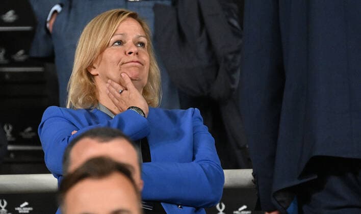 Sport Themen der Woche KW32 Sport Bilder des Tages 10.08.2022, xjhx, Fussball UEFA Supercup 2022, Eintracht Frankfurt - Real Madrid emspor, v.l. Nancy Faeser enttäuscht enttaeuscht (DFL DFB REGULATIONS PROHIBIT ANY USE OF PHOTOGRAPHS as IMAGE SEQUENCES and or QUASI-VIDEO) Helsinki *** 10 08 2022, xjhx, football UEFA Supercup 2022, Eintracht Frankfurt Real Madrid emspor, v l Nancy Faeser disappointed disappointed DFL DFB REGULATES PROHIBIT ANY USE OF PHOTOGRAPHS as IMAGE SEQUENCES and or QUASI VIDEO Helsinki